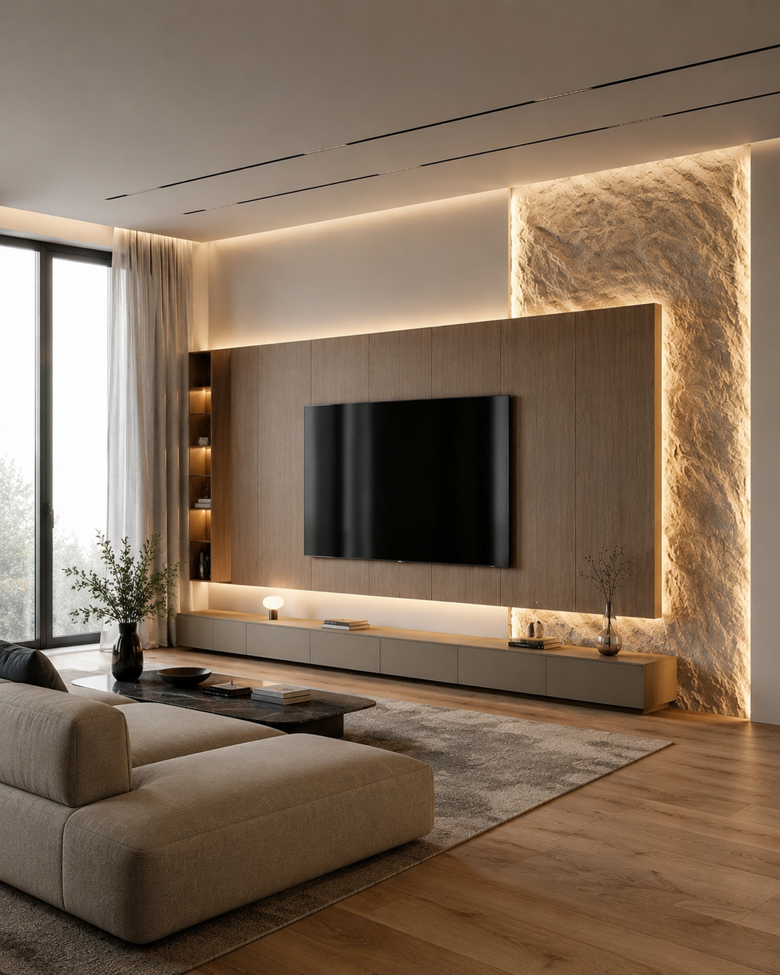 Ambiente sofisticado com acabamento decorativo